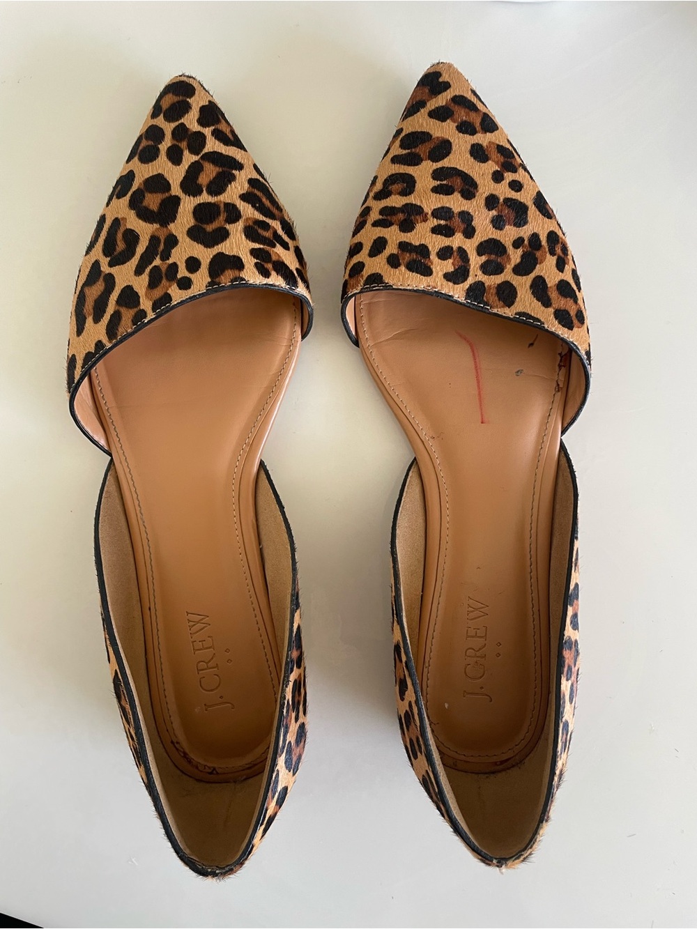 J. Crew Leopard Print Pointed D'Orsay Flats in Tan and Black size 8